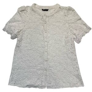 Pretty Garden Cottagecore Coquette Feminine Lace Short Sleeve Blouse Size L